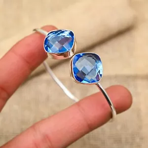 Tanzanite Gemstone Handmade 925 Sterling Silver Jewelry Bangle Adjustable - Picture 1 of 4