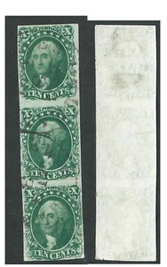 Scott 14-15-13, X Cent Washington, VERTIKALER STREIFEN von DREI, IMPERFS, gebraucht, CofA - Bild 1 von 2