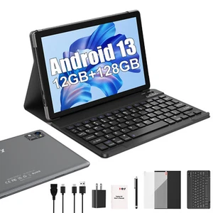 Tablet Android 13 10'' 4-core 12+128GB(1TB TF) 13MP Widevine L1 Dual Camera GMS - Picture 1 of 31