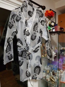 Adidas Jeremy Scott PLASTIC RAIN COAT Jacket Boot Prints Transparent Sz M - Picture 1 of 6