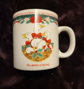 TIENSHAN Deck the Halls Six Geese a-laying Coffee Cocoa Mug 12 Days Christmas 6 - Picture 1 of 4