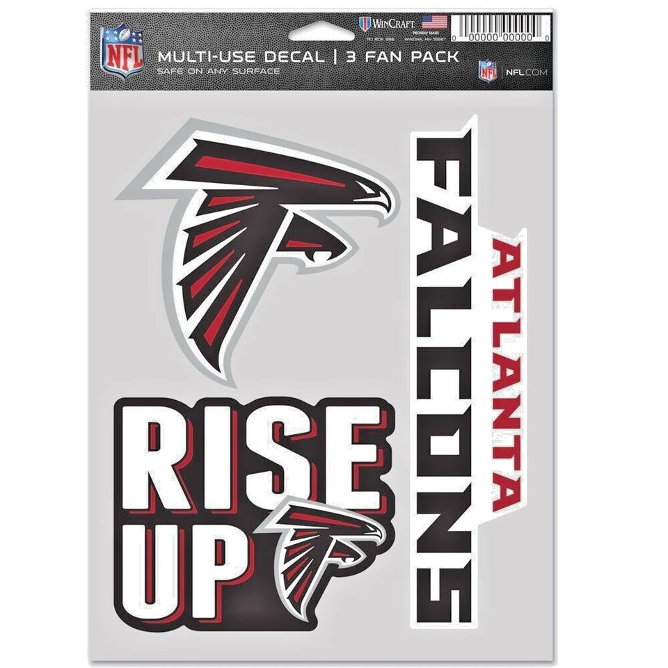 Atlanta Falcons Multi Use Decal / Sticker Sheet - 3 Fan Pack *Free Shipping - Image 1 of 1