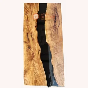 Black Solid Epoxy Resin Dining Table, Handmade Furniture Table, Home Decors Tops - Picture 1 of 8