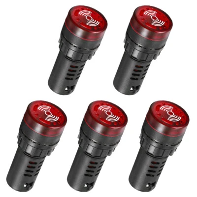 Pack of 5 22mm 12V AC/DC Red LED Flashing Buzzer Pilot Panel Indicator Light - Image 1 of 4