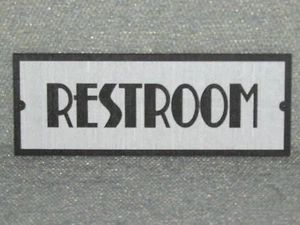 Restroom Door Sign Gray and Black - Picture 1 of 2