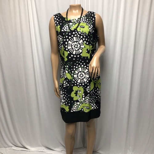 Abito donna Alyx taglia 16P nero bianco verde floreale senza maniche cambio