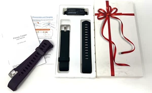 Lintelek ID115Plus HR Fitness Tracker Smart Watch in Black & Purple New - Picture 1 of 2