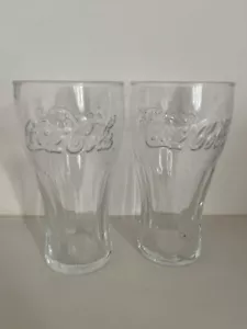 2 x Coca-Cola Genuine Clear Contour Pint Glasses 20oz - Brand New - Picture 1 of 5