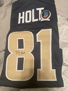 Torry Holt Signed Field-style Football Jersey (Beckett Hologram COA)