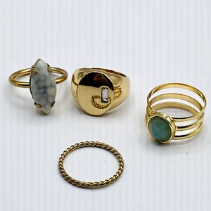 Gold Tone Fashion Rings Size 7 & 7.5 Set of 4 New - Picture 1 of 4