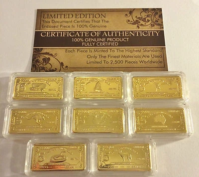 2014 Set of 8 x 5 g Certified "Australian Animal Series" Finished 999 24 k Gold  - image 1 of 4
