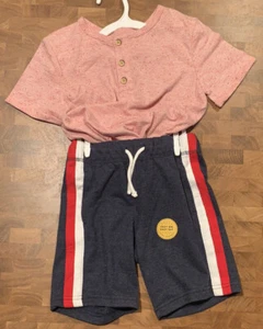 Toddler 5T 2pc set Stretch Shorts with Striped T-Shirt Cat & Jack New - Picture 1 of 6