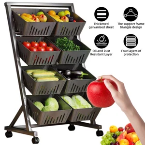 4-Tier Kitchen Storage Carts Fruit and Vegetable Baskets Fruit Basket Stands - Picture 1 of 12