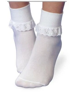 Jefferies Socks White Eyelet Lace Turn Cuff Sock  NB INF TOD XS - Picture 1 of 1
