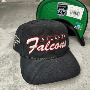 '47 Brand Atlanta Falcons NFL Black Corduroy Double Header Rope Hitch Snapback - Picture 1 of 7