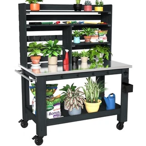 GDLF Potting Bench Table Large Outdoor Kitchen Island Prep Station - Picture 1 of 9