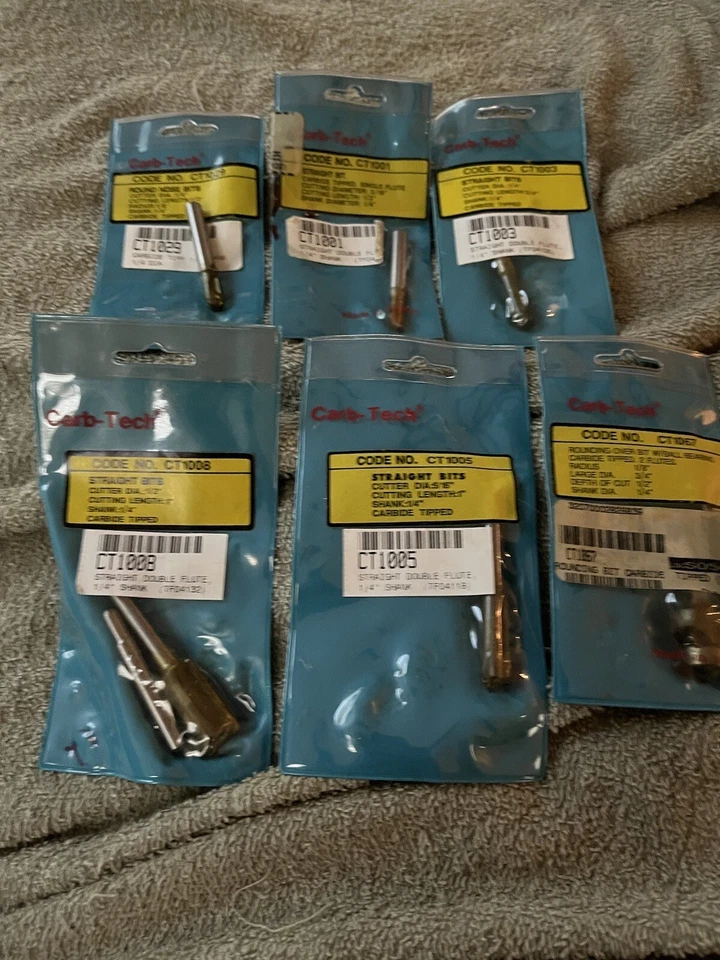 lot of 6 Carb Tech Router Bits Carbide Tipped 1/4” shank NIB free ship usa - Image 1 of 4