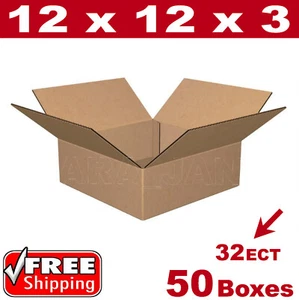 50 - 12x12x3 Cardboard Boxes Mailing Packing Shipping Box Corrugated Carton - Picture 1 of 1