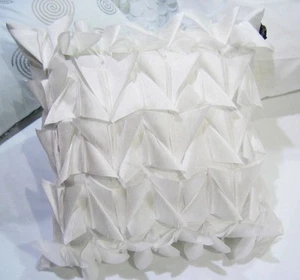 Polyester Fish Scale Pleated Cushion Cover : Pink, Ivory, Blue, White, Black - Picture 1 of 6