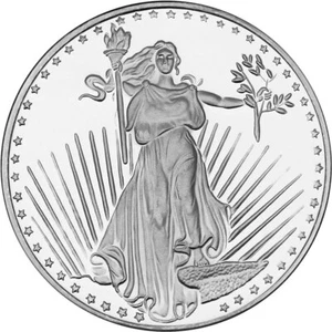 1 Troy oz Saint Gaudens Design .999 Fine Silver Round - Picture 1 of 3