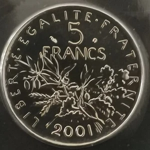 5 Francs Semeuse 2001 BU 125000 Ex. / VERSIEGELT UND AUS DER SCHATULLE / UNC FRANKREICH - Bild 1 von 2