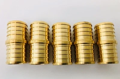 5 PCS EFIELD PEX 1" X1" Straight Coupling - Brass Barb Crimp FittingS, Lead Free