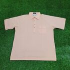 Vintage 80s SilverFox California 4-Button Polo Shirt L/XL-Short 23x28 Pink Peach
