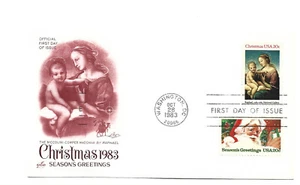 2063-64 Christmas 1983, Madonna + Santa, ArtCraft FDC Washington, DC - Picture 1 of 1