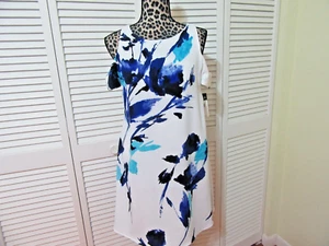 Ralph Lauren Dress Petite 10P NWT Blue floral cut out back open shoulder sleeve - Picture 1 of 8