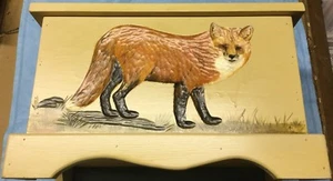 Caja de almacenamiento abatible decorativa de madera zorro pintada a mano - Imagen 1 de 10