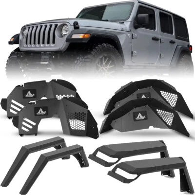Guardabarros de acero negro/revestimientos interiores para Jeep Wrangler JL JLU 2018-2025 Foto 1 de 4