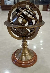Mesa de latón grabado armilar esfera náutica mundo globo terráqueo con mesa base... - Imagen 1 de 4
