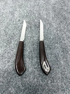 Juego de 2 cuchillos para carne Ginsu vintage - mango marrón - acero inoxidable EE. UU. Foto 1 de 4