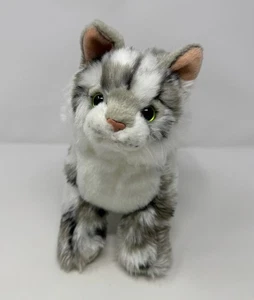 Demdaco realistische große graue Maine Coon Katze Plüsch weiß grüne Augen Stofftier - Bild 1 von 5