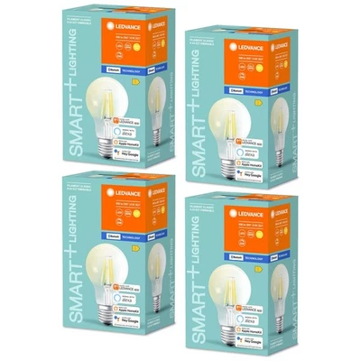 4x LED Smart+ Filament Birne 5,5W E27 klar warm Dimmbar Apple Bluetooth -UVP 71€ - Bild 1 von 4