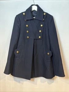 Stunning French Connection Ladies Wool Overcoat Navy Size Uk 10 - Picture 1 of 10
