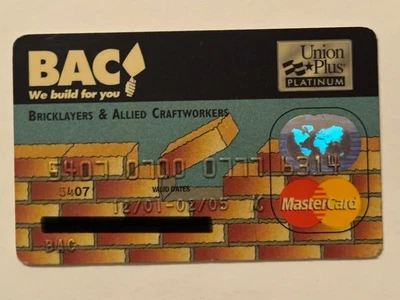 Tarjeta de crédito albañiles y artesanos aliados▪️AFL-CIO▪️Union Plus▪️Sin firmar Foto 1 de 2