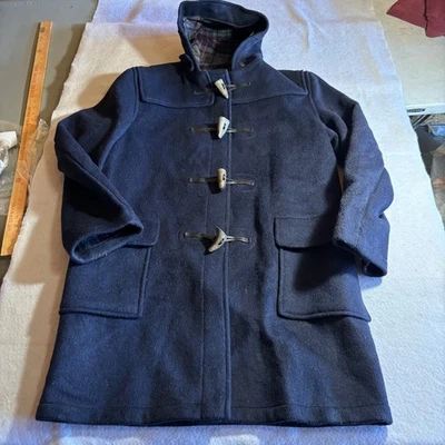 Gloverall Mens Navy Wool Blend Duffle Coat Hooded Toggle Closure Made in England - Image 1 of 4