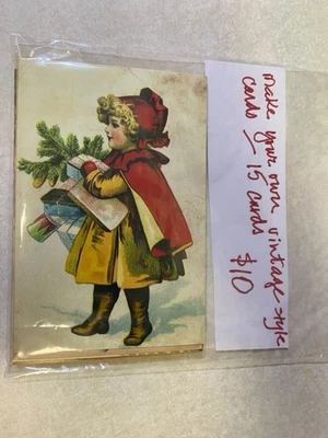 Make your own Vintage-style Christmas Cards 15 different prints for cards. - Image 1 of 4