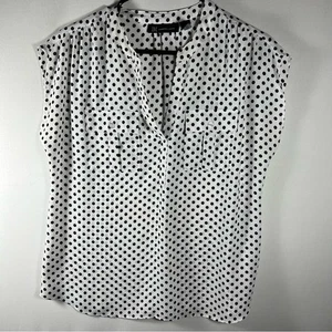 INC International Concepts Blusa Blanca con Lunares Negros Talla Mediana - Imagen 1 de 9