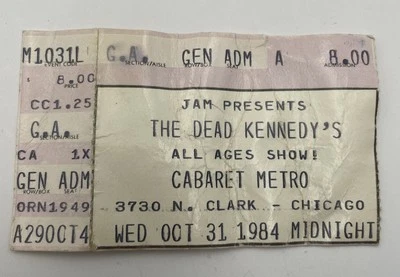 Dead Kennedys Original Vintage Concert Ticket Stub Oct. 31 1984 Midnight Chicago - Image 1 of 4