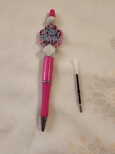 Bead Pen Fur Momma Pet Paw Silicone Beads Pink & Grey Extra Ink Cartridge - Picture 1 of 3