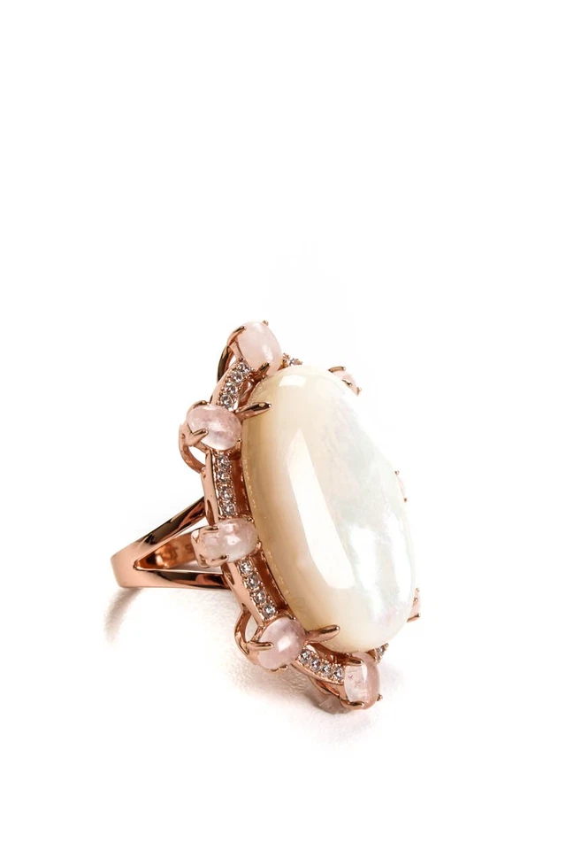 Anillo doblete de madreperla enchapado en oro rosa de plata de ley Rarities para mujer Foto 1 de 4