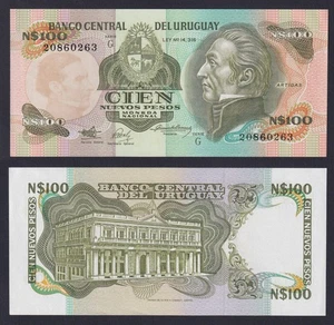 Banknote Uruguay 100 Nuevos Pesos 1987 P 62A Fds / Mint UNC - Picture 1 of 1