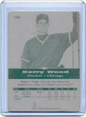  1996 SCORE BOARD 1/1 KERRY WOOD ROOKIE CARD PRINTING PLATE CHICAGO CUBS 1 OF 1  - Image 1 of 3