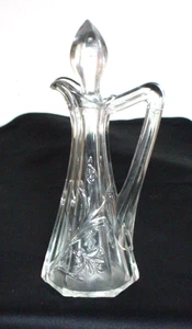 Großes & schmales antikes Essigkännchen mit Blumenmuster & Original Stopfen - Bild 1 von 5