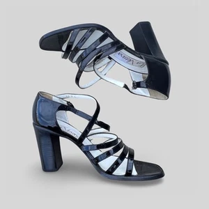 Vintage Vintage Massimo Scolaro Lackleder Sandalen/Absätze schwarz Größe 7,5 - Bild 1 von 7