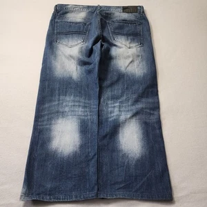 Vintage Y2k Sean John Baggy Jeans Mens 38x29 Blue Fade Skater Grunge Wide 10" - Picture 1 of 9
