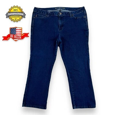 Michael Kors WOMENS Size 10 (21" inseam) Cropped Capri Dark Blue Jeans Stretch - Image 1 of 4