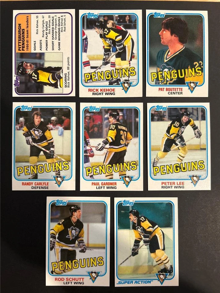 1981-82 Topps Pittsburgh Penguins Team Set 8 Cards - Image 1 of 1